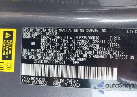 2013 Lexus Rx 350 from USA, damaged, VIN 2T2BK1BA0DC191604